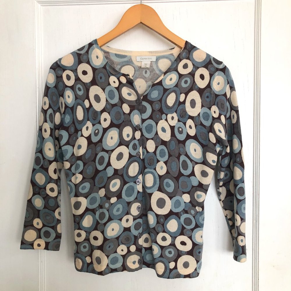 Garnet Hill Merino Wool Cardigan, circle print